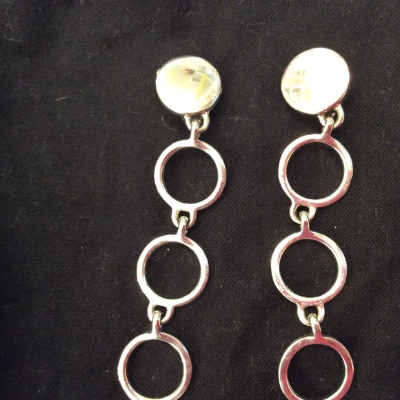 Vintage 1990 Silver chain link earrings - Picture 8 of 13